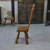 Brutalist chair in solid oak, 1950s