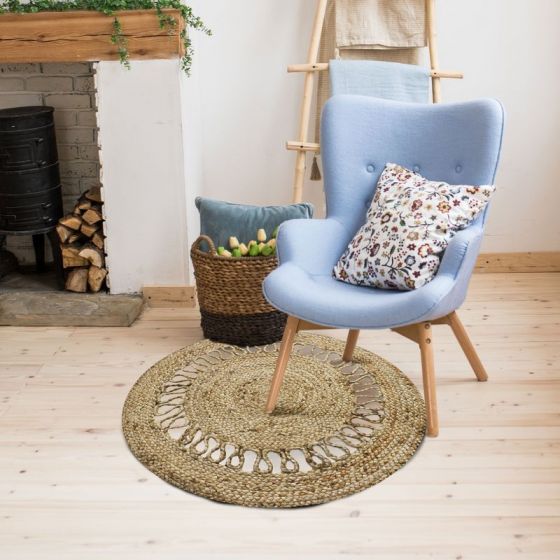 Round jute carpet wave 70 cm