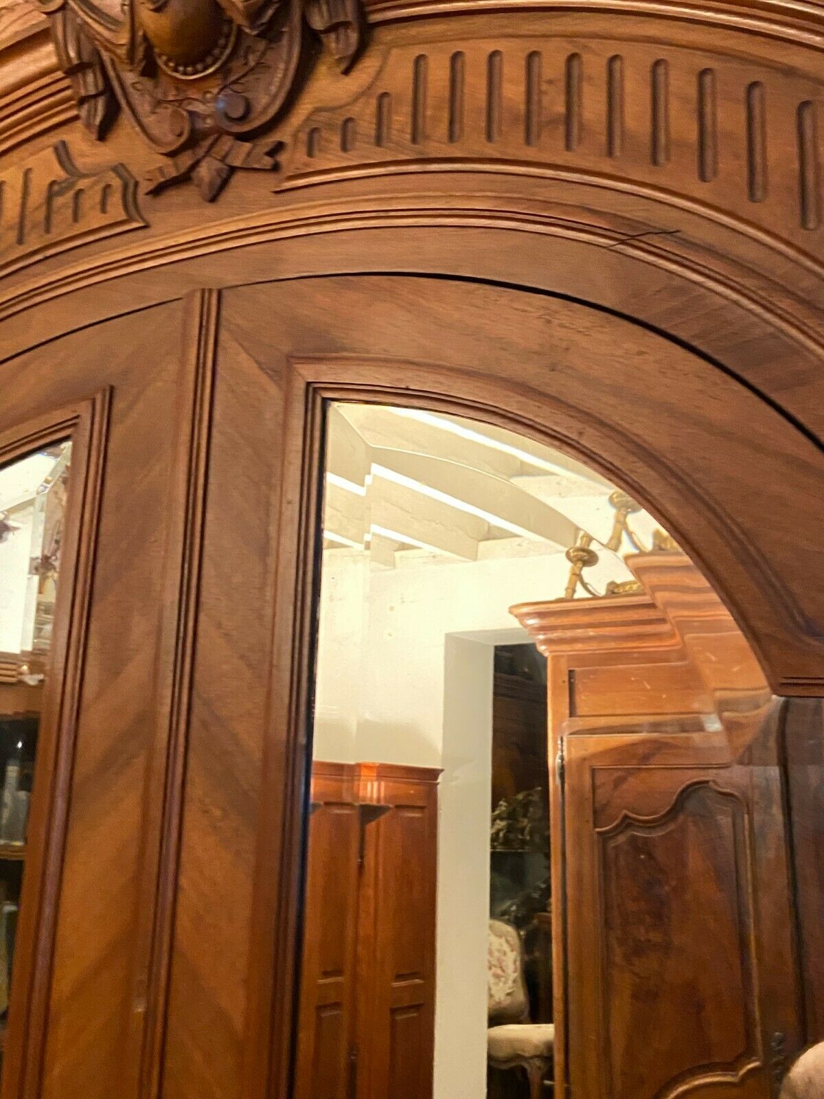 Wardrobe with pediment late nineteenth with Louis XVI style mirrors