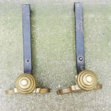 Brass chenets & fleur de lys cast iron