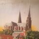 Oil on panel Cathedral landscape framed signed Ch Girardet 38
