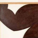 Relief panel "The Twins" in patinated wood. Contemporary.