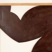 Relief panel "The Twins" in patinated wood. Contemporary.