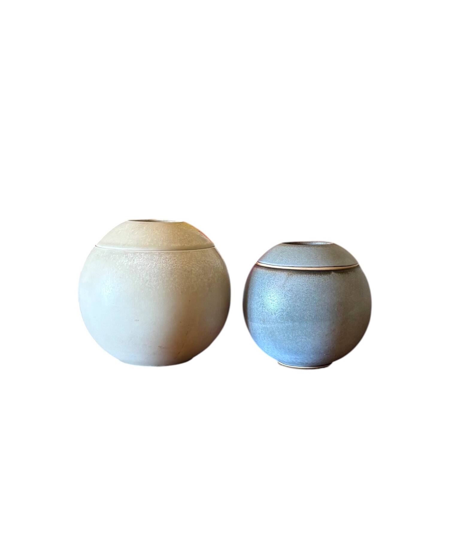 Mid-century Modern set of 2 gres vases, Franco Bucci Italy ca. 1960