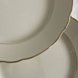 6 beige antique earthenware dinner plates with gold trim by Villeroy and Boch.