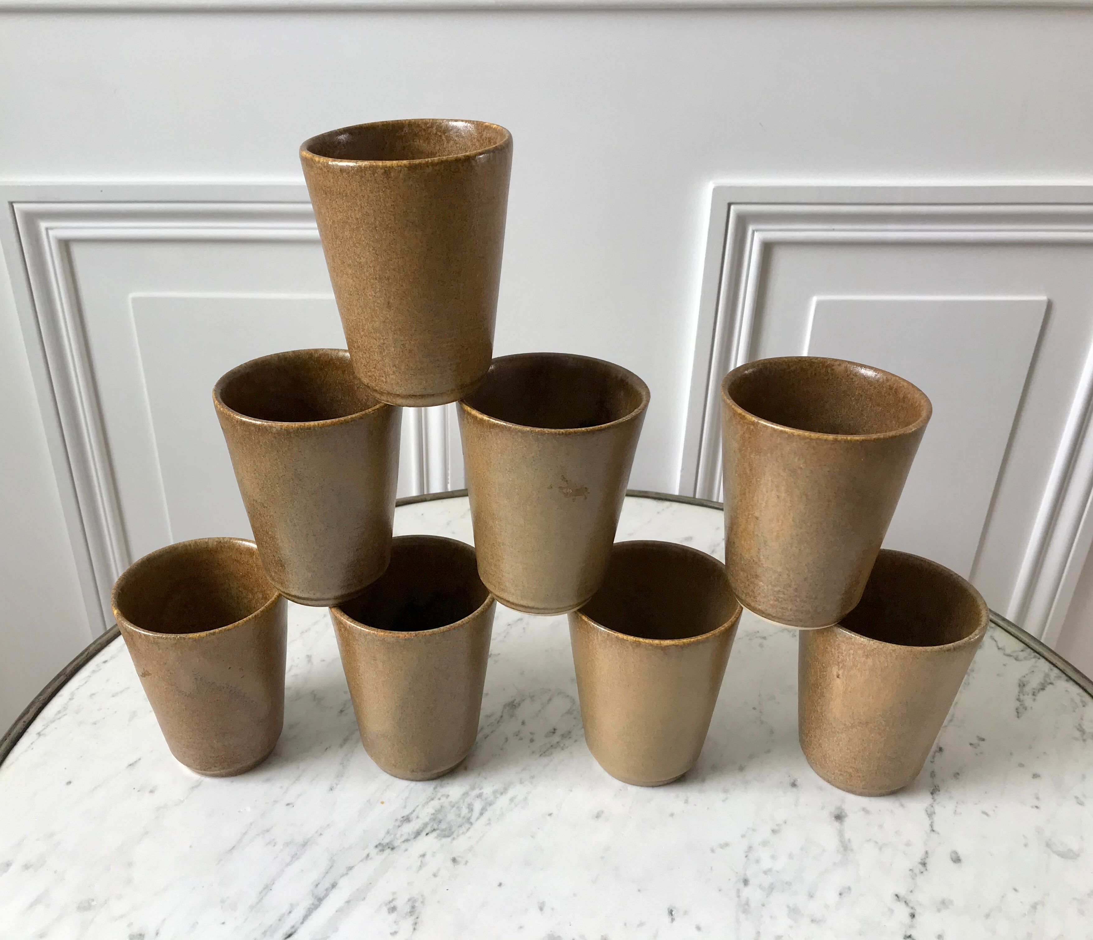 Lot de 8 verres en grès Digoin années 70