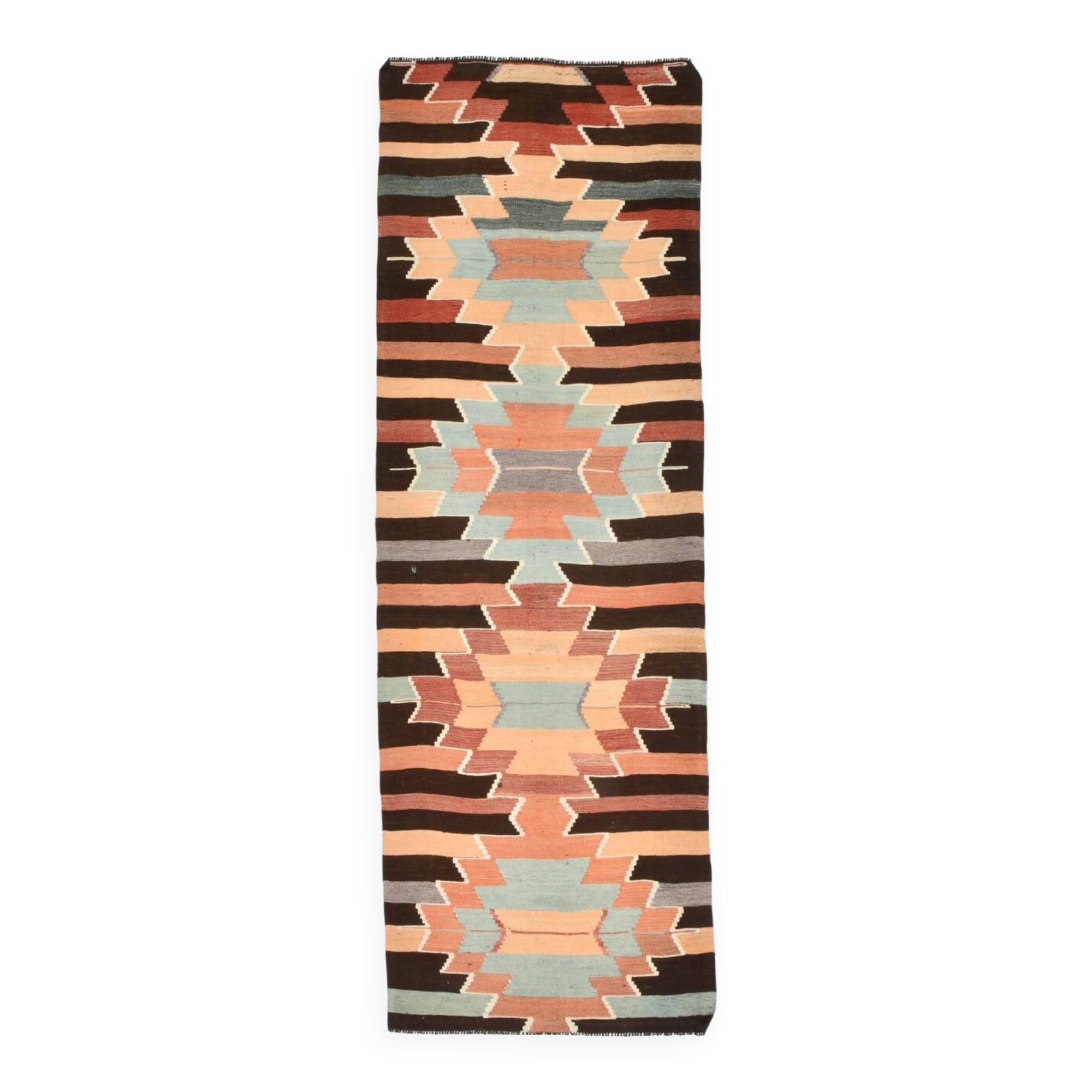 Tapis de couloir Kilim multicolore de style rare, 89 x 268 cm, 3 x 9 cm