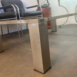 Coffee table - steel and glass - france - 1970 - 20th century