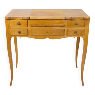 Coiffeuse avec tiroirs intégrés et miroir en acajou clair des années 1920