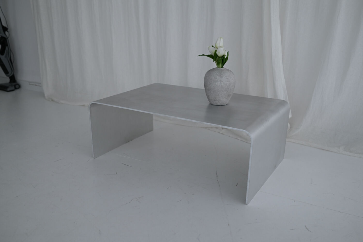 Sculptural Brushed Aluminum Coffee Table