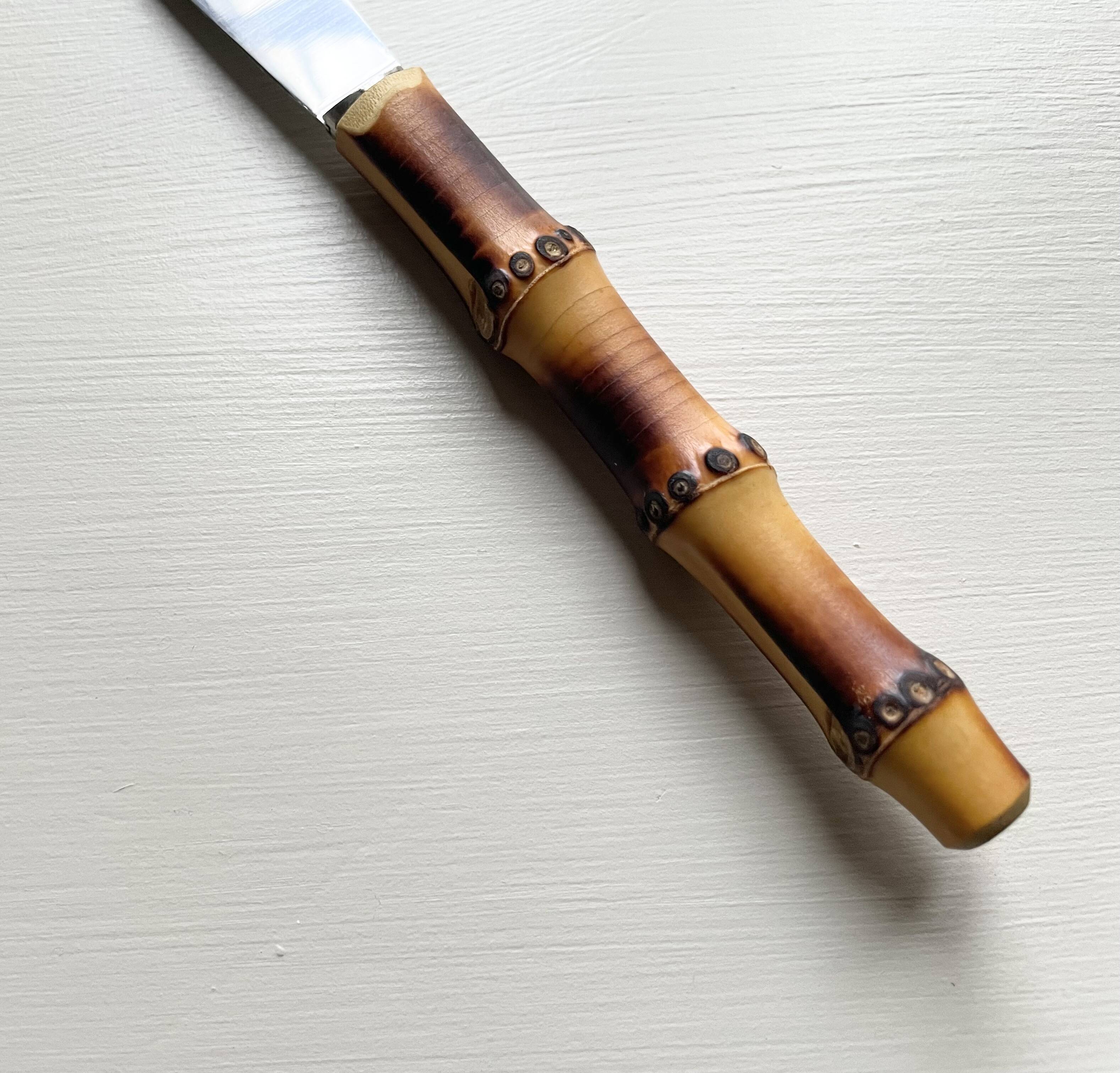 Serving cutlery with bamboo handles