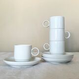 Rosenthal Studio Linie, white cups and saurcers, model DUO, designed by Ambrogio Pozzi