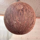 XL lampshade ball in hemp rope and rattan - 1970s