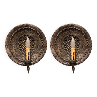 Wrought Iron Wall Sconces, Italy, 1970s - Set of 2