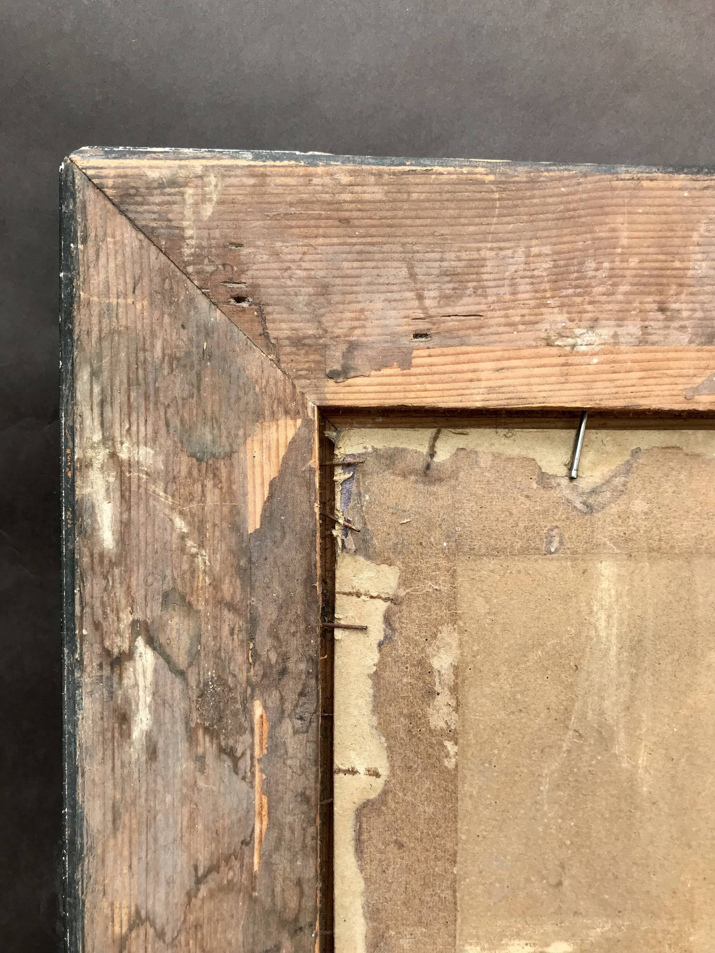 Black and gilded ebonite frame, wood and plaster 19th century