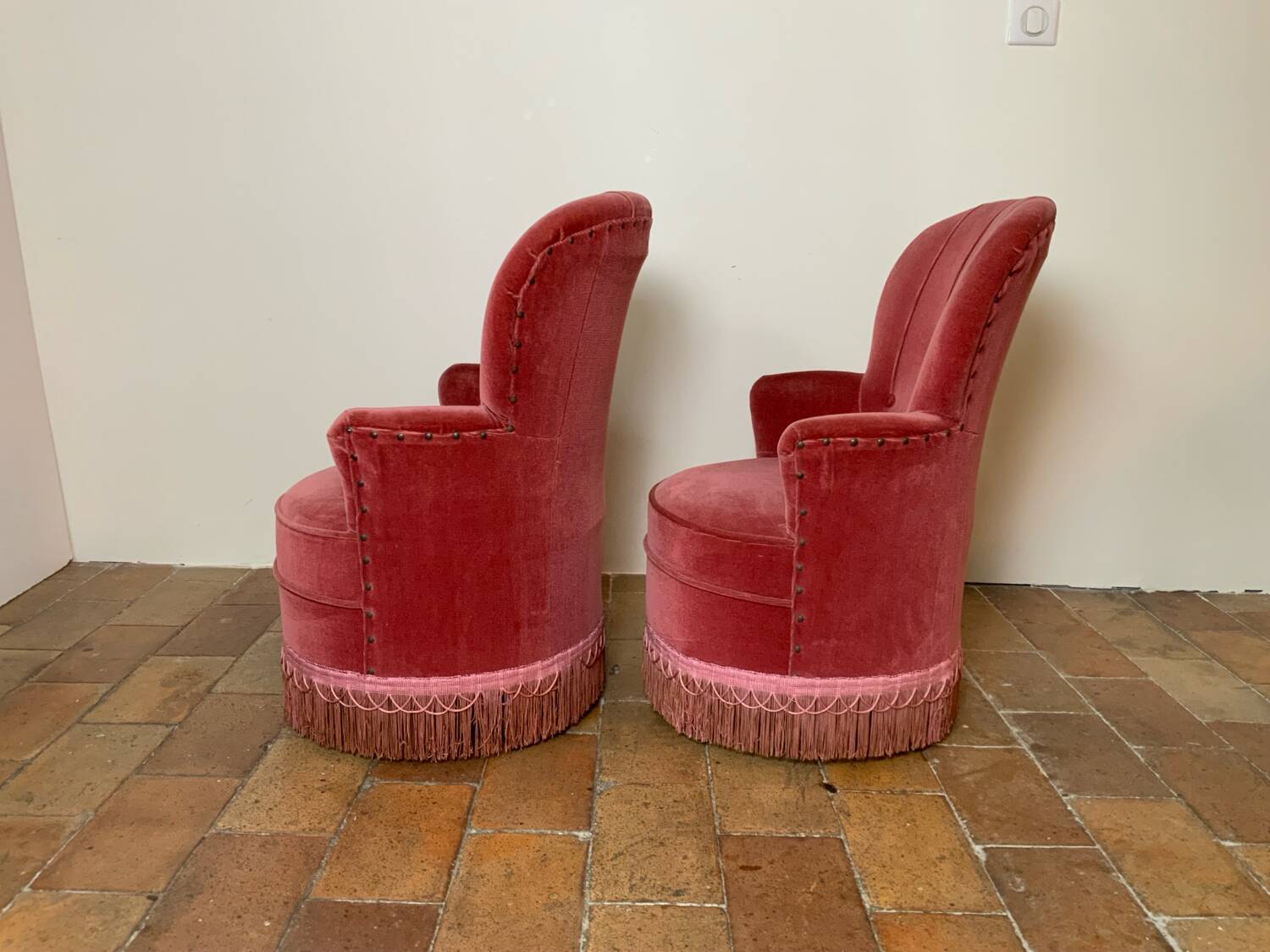 Pair of toadstool armchairs