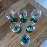6 verres anciens à vin blanc