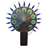 Lampadaire artisanal en laiton, chêne et plexiglas, Pays-Bas, années 1970