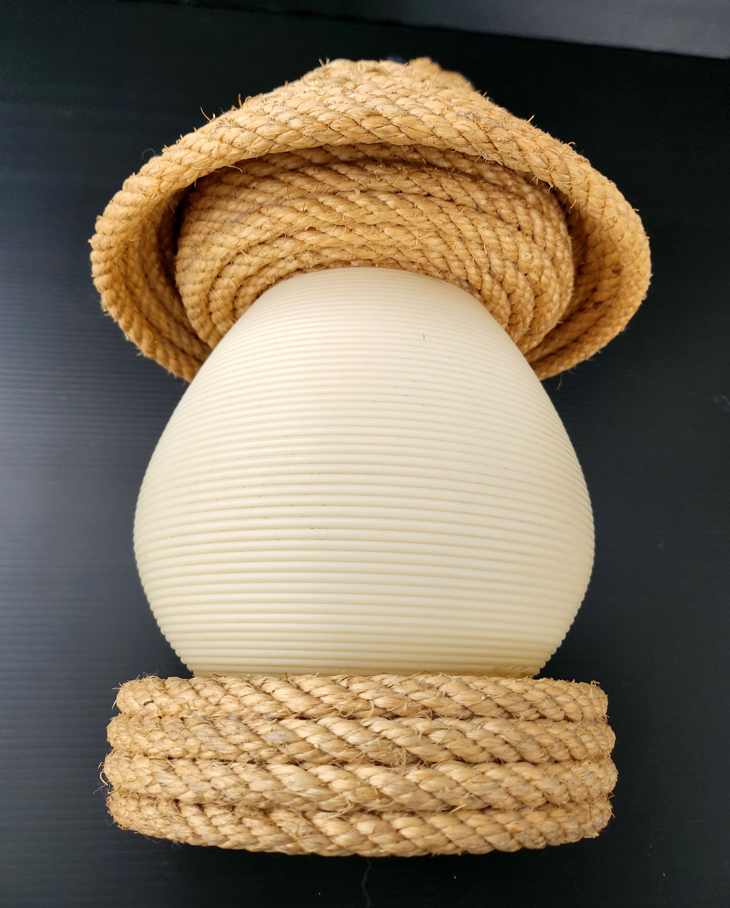 Vintage rope & rotaflex hanging lamp 1950