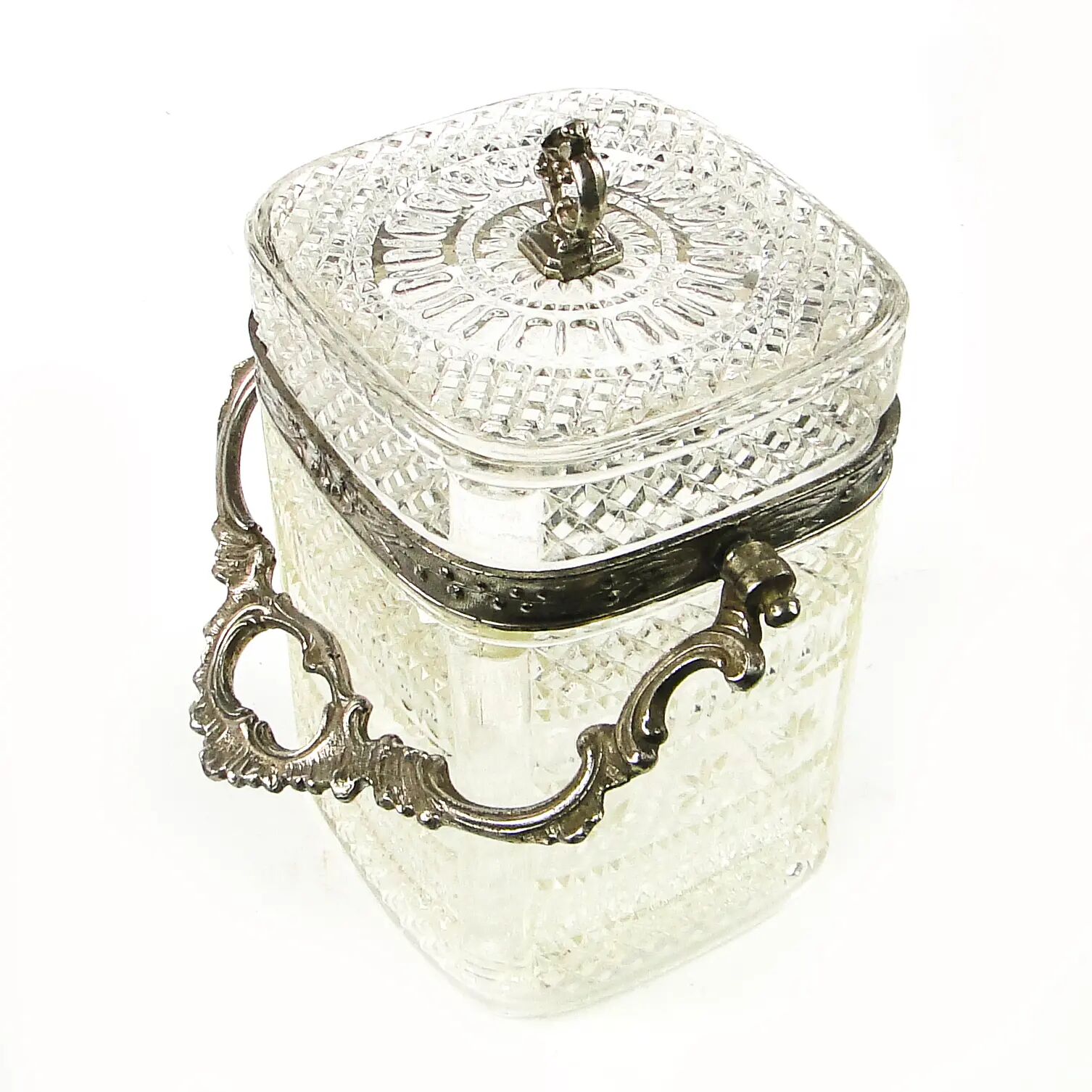 Boîte à thé, rococo, verre pressé, étain, France, début du XXe siècle