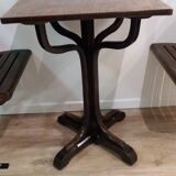 Lot of two wooden subway chairs with table