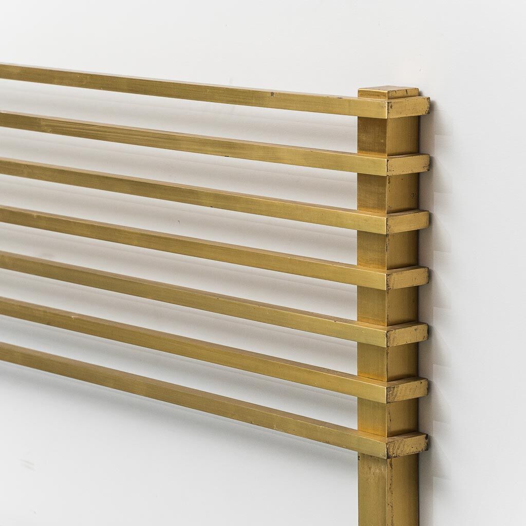 Vintage double bed in metal and brass Luciano Frigerio 1970s modernism