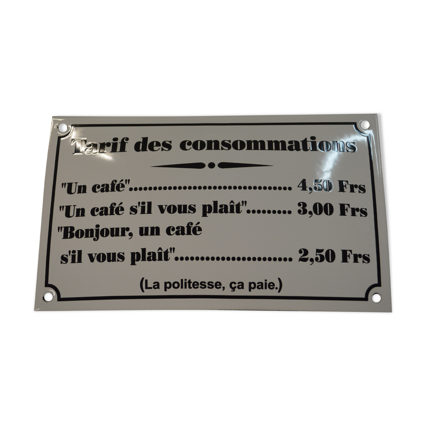Enamelled plate "consumer tariff"