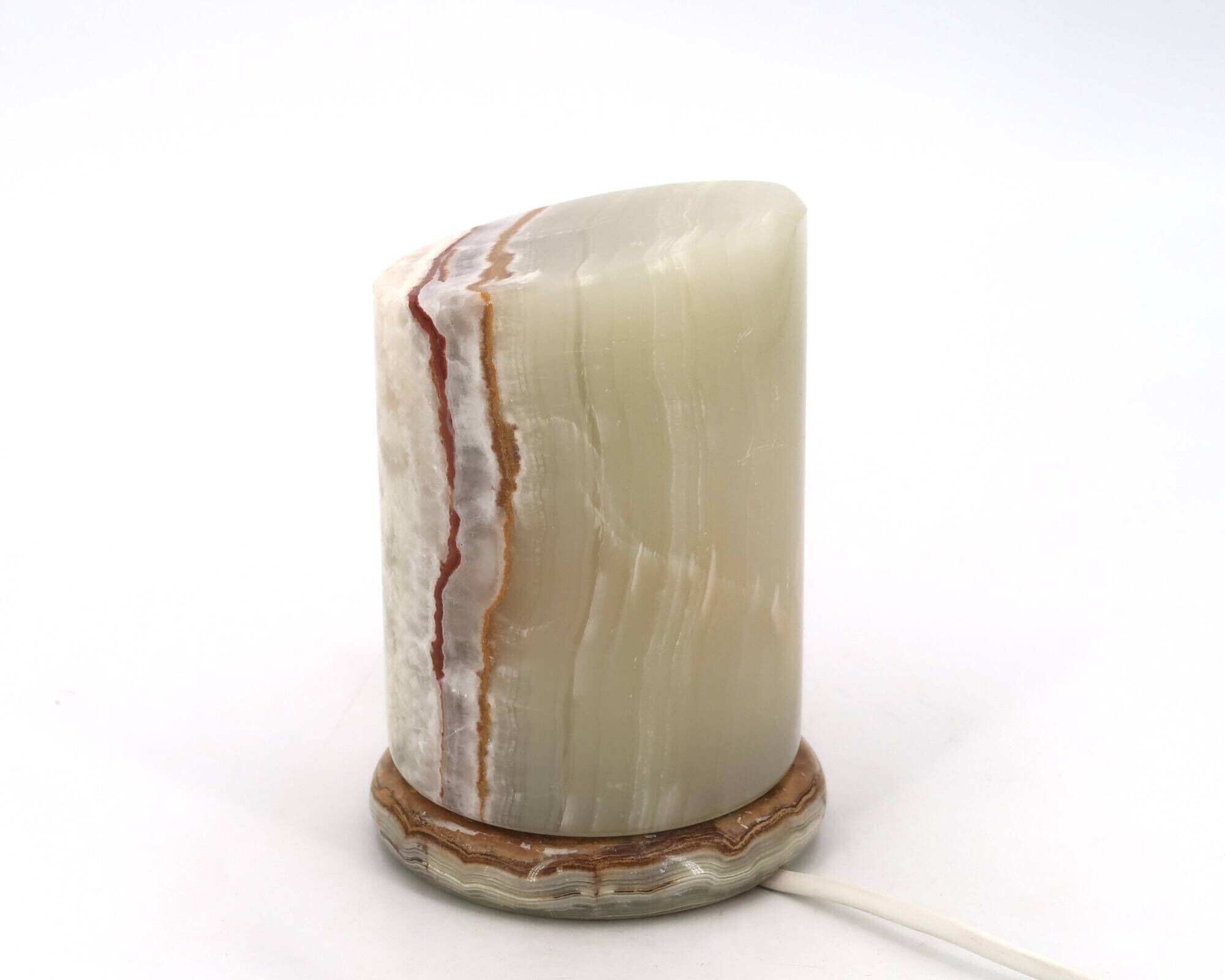 Vintage pale green natural onyx table lamp, 1970s.
