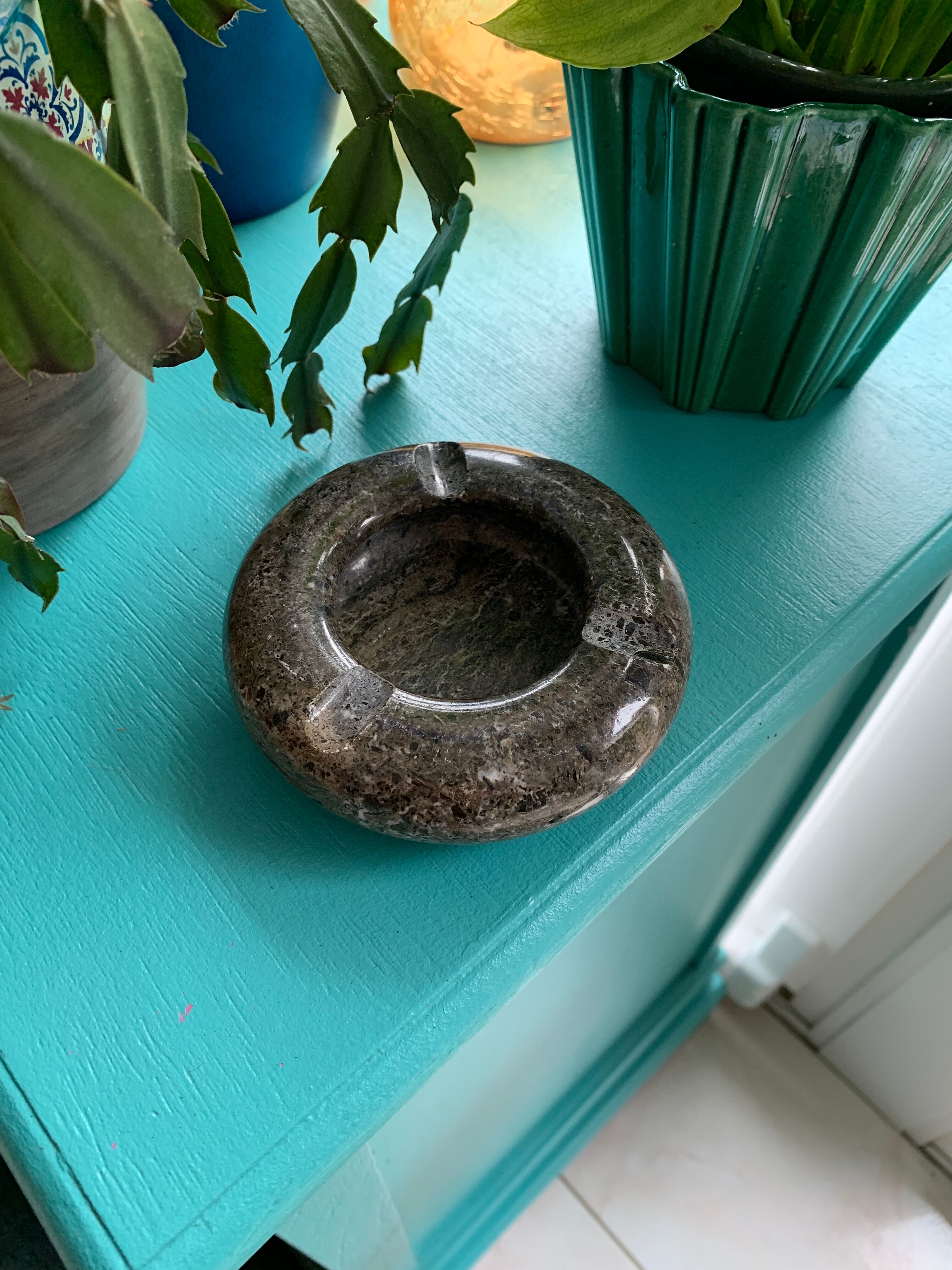 Polished stone ashtray