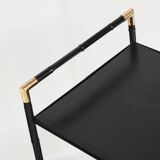 Vintage coffee table in iron (faux bamboo) and black escay. France, 1960s.