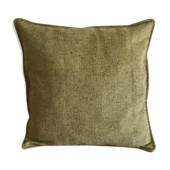 Green mottled wool cushion