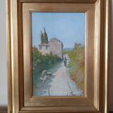 Gino Tommasi Peinture à l'huile sur panneau 1890/1942 Vue toscane