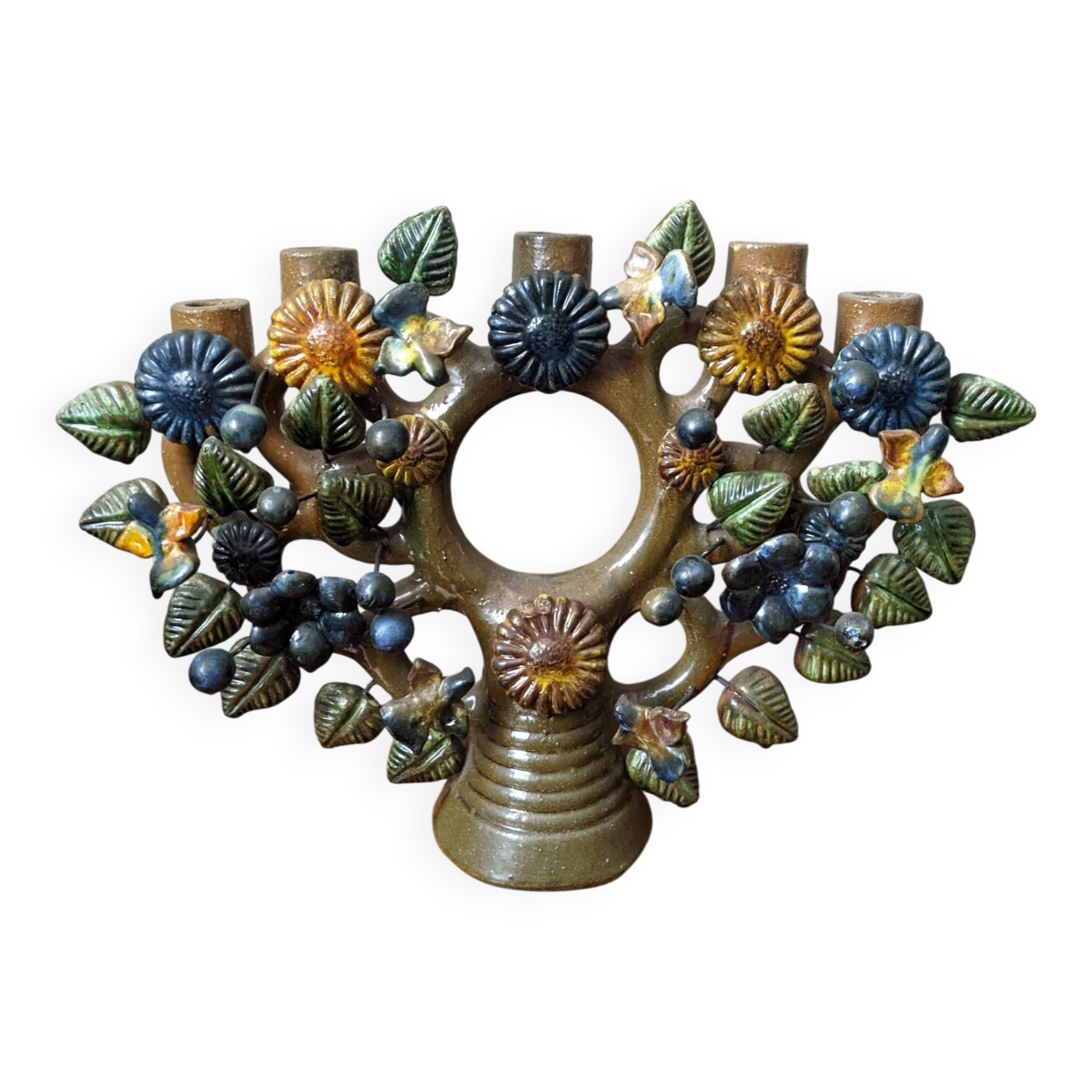 Artisanal chandelier tree of life Mexico in ceramic