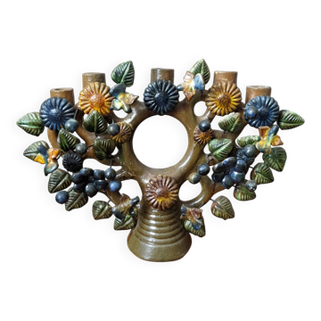 Artisanal chandelier tree of life Mexico in ceramic