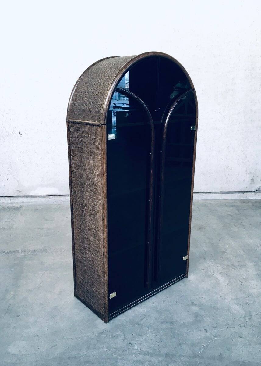 Rattan Bamboo High Board Display Chest, 1970s