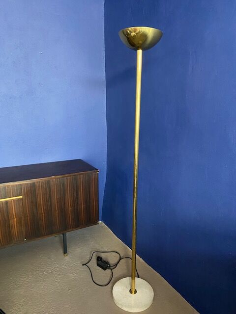 Lampadaire laiton et travertin 1970