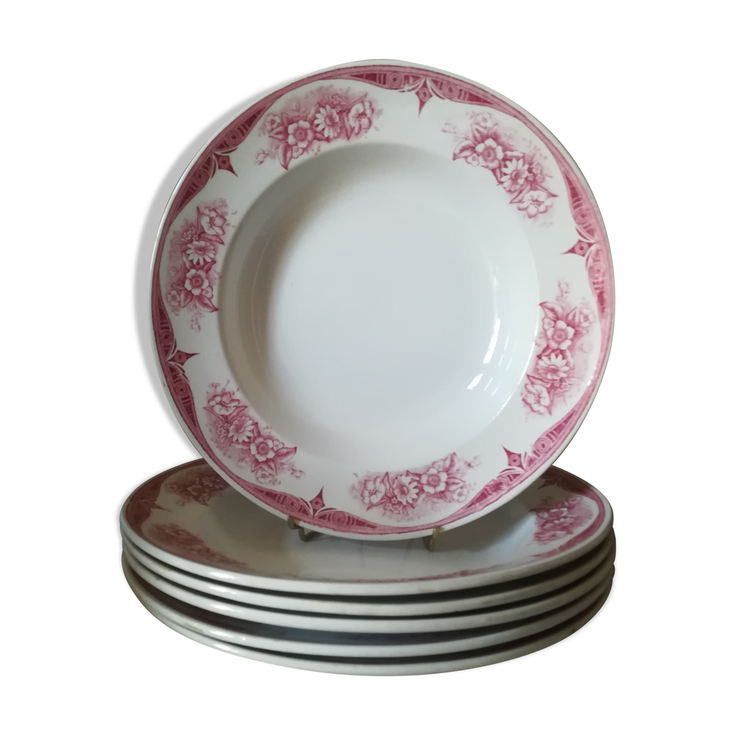 Set of 6 hollow iron earth plates by Boch