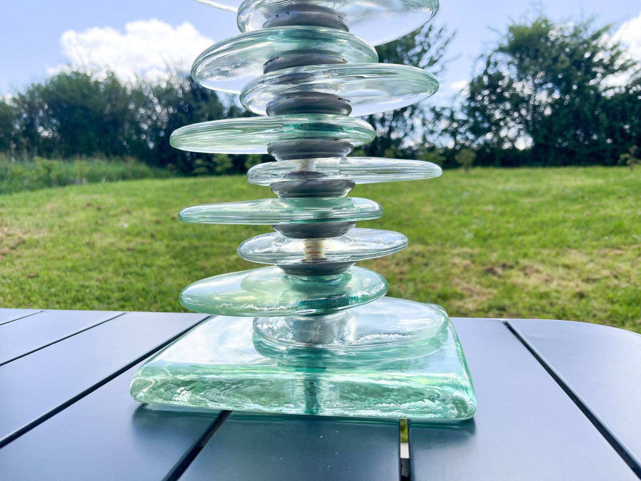 Large lamp base made of glass pebbles from the 70s/80s