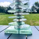 Large glass pebble lamp base from the 70s/80s