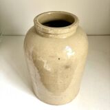 Beige glazed stoneware mustard pot n°1