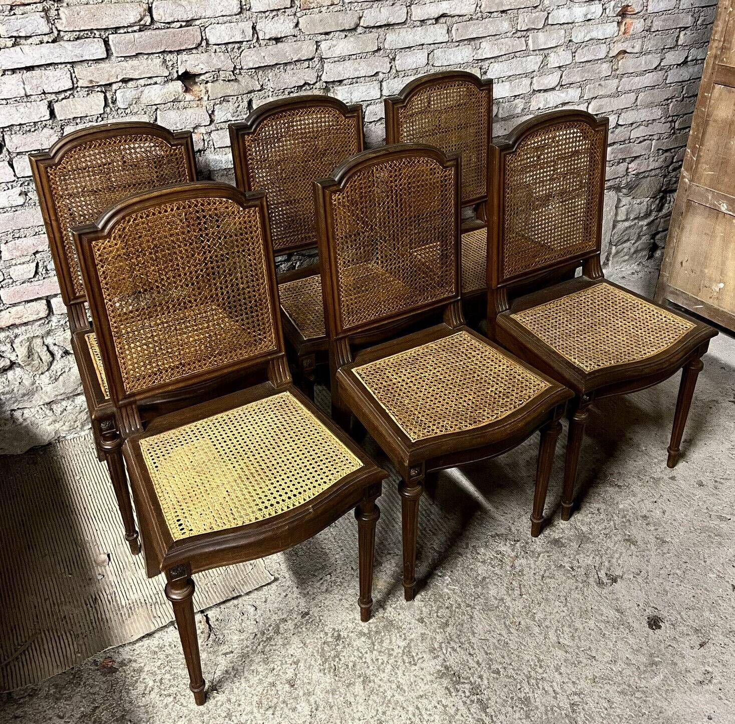 Series of 6 Louis XVI style chairs in walnut circa 1880