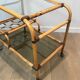 Rattan rolling table and leather ties