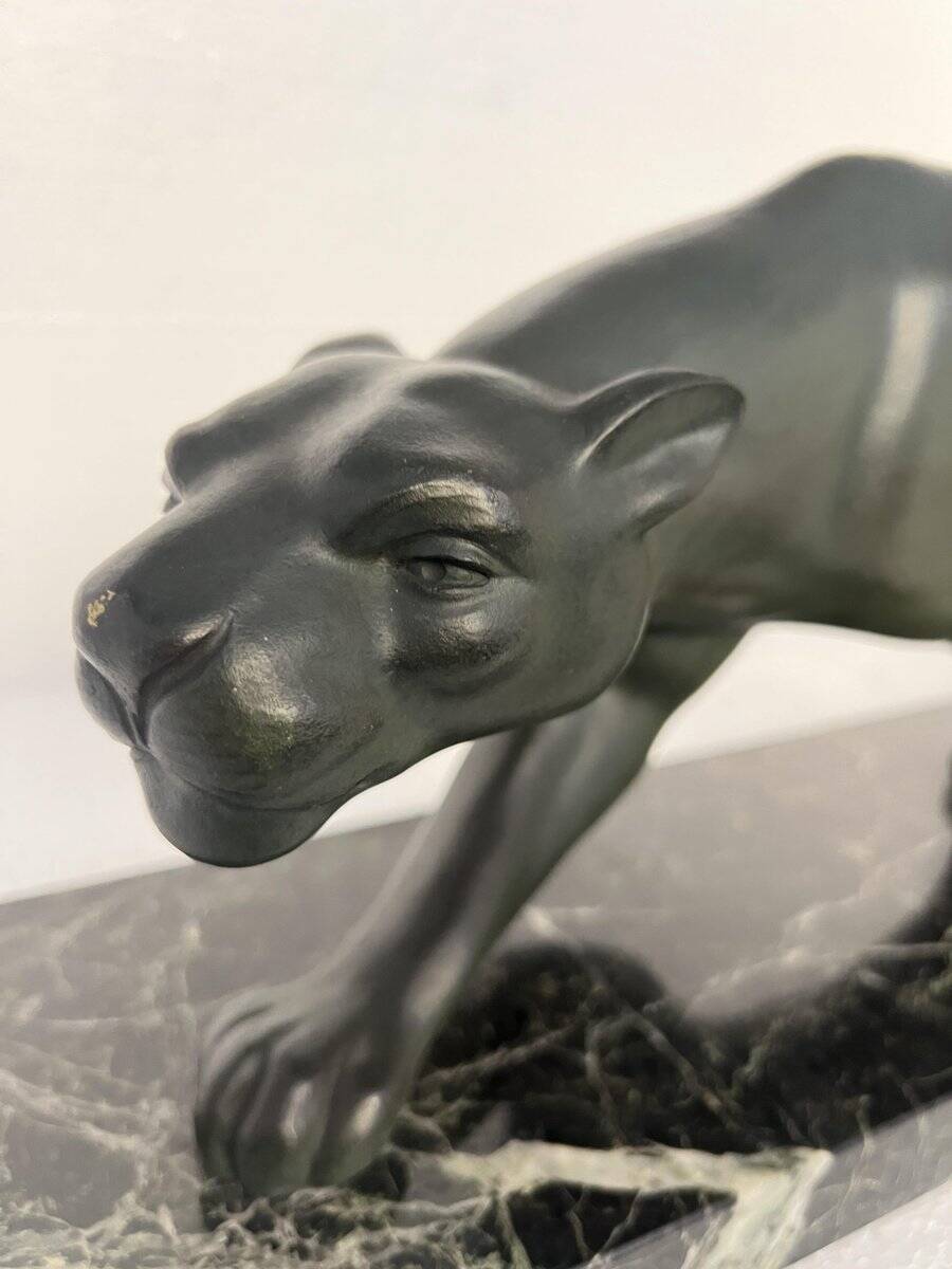 Secondo, Art Deco Panther, 1930, Bronze with Marble Base