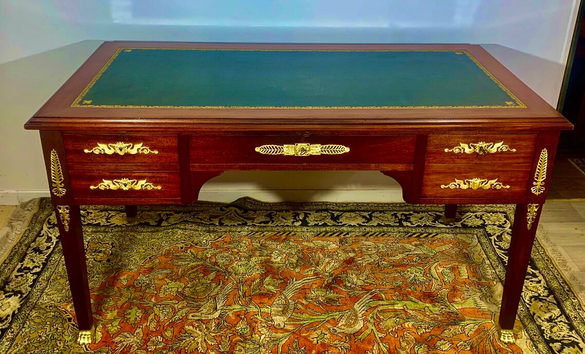 Empire style desk Return from Egypt, double-sided, mahogany, gilded bronzes