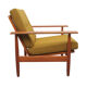 1960s armchair in teak, fabric mustard yellow