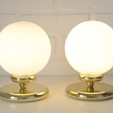 Pair of vintage gold bedside lamps desk lights from 80s retro table lights