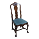 Chaise en chêne français antique avec tapisserie grise, années 1890.