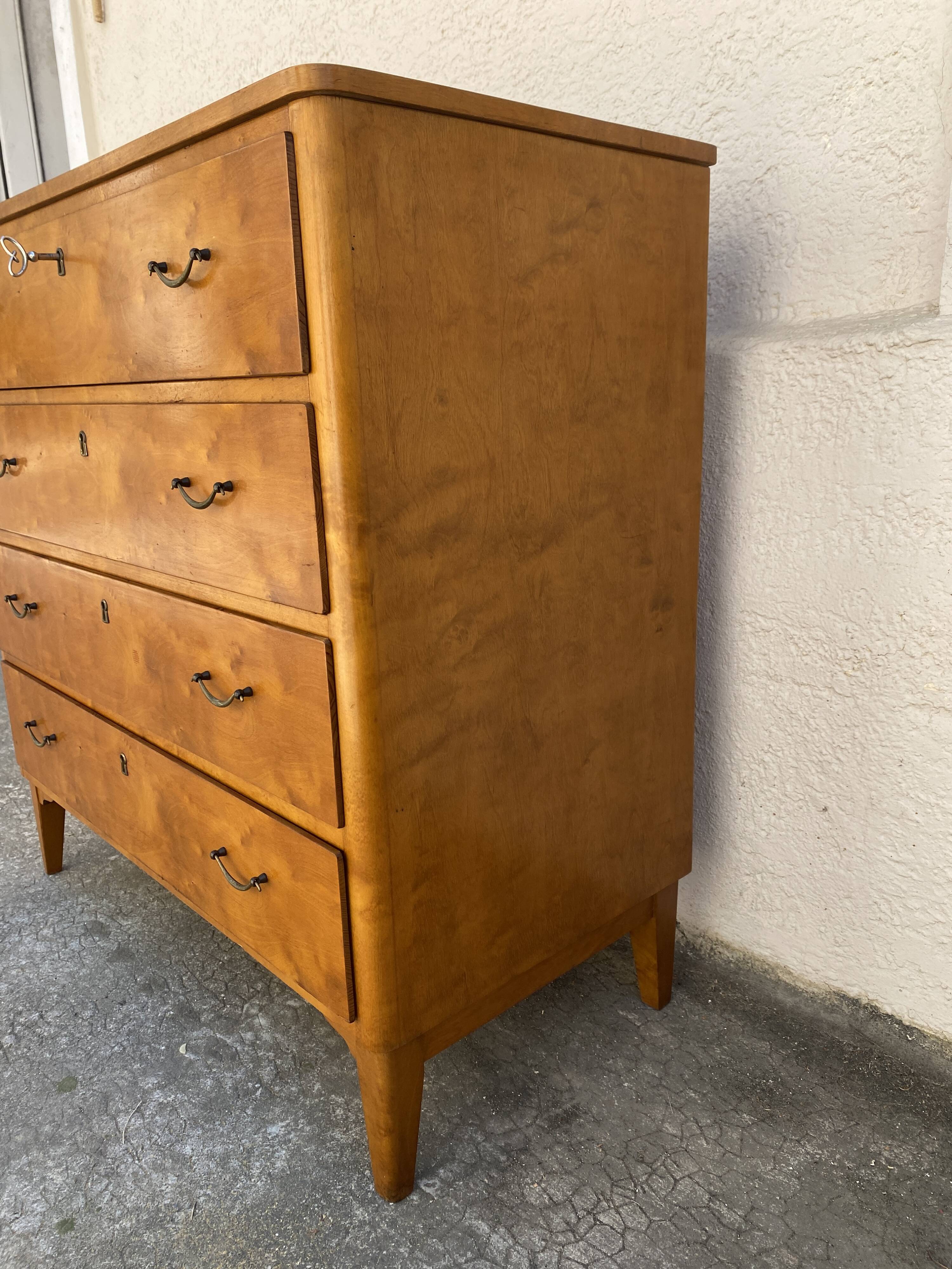 Commode suédoise vintage en bouleau années 50