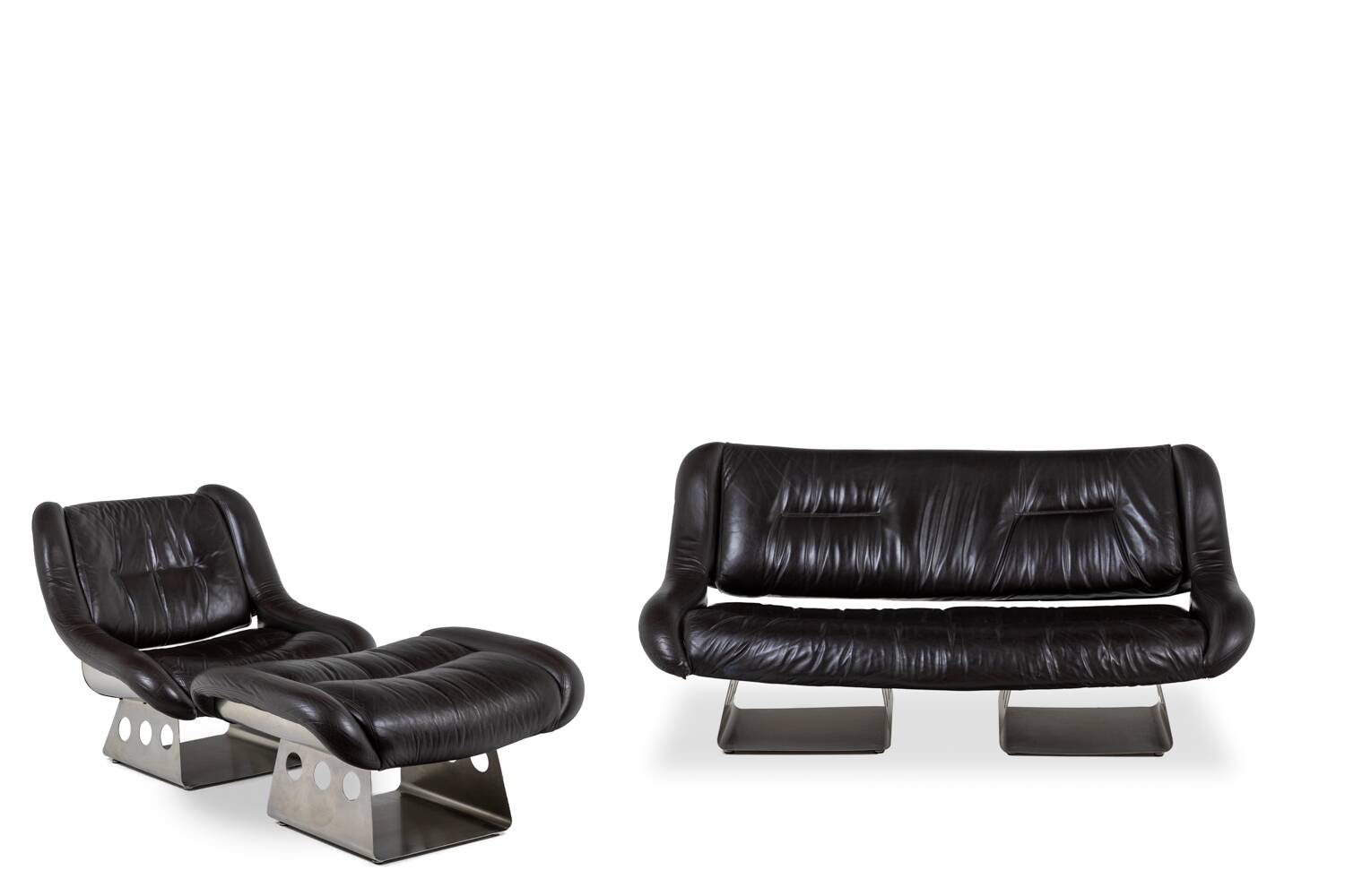 Metal and leather living room. 1970s