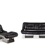 Metal and leather living room. 1970s